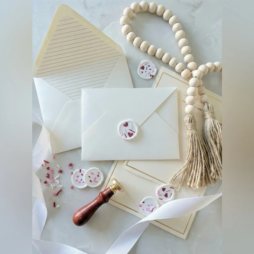 Royal Icing Sprinkle Wax Seals Peel & Stick Faux Icing Valentine Wedding Invite